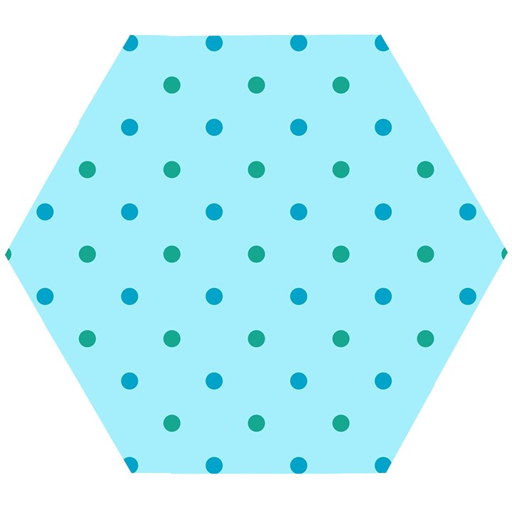 Blue Teal Green Polka Dots Wooden Puzzle Hexagon