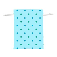 Blue Teal Green Polka Dots Lightweight Drawstring Pouch (S)