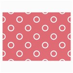 Coral Pink and White Circles Polka Dots Large Glasses Cloth Front