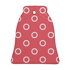 Coral Pink And White Circles Polka Dots Ornament (bell) by SpinnyChairDesigns