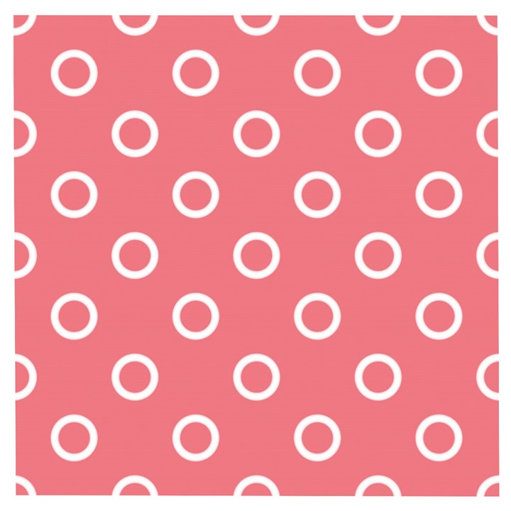 Coral Pink and White Circles Polka Dots Wooden Puzzle Square