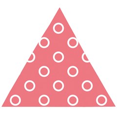 Coral Pink And White Circles Polka Dots Wooden Puzzle Triangle by SpinnyChairDesigns