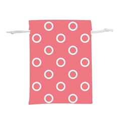 Coral Pink And White Circles Polka Dots Lightweight Drawstring Pouch (m) by SpinnyChairDesigns