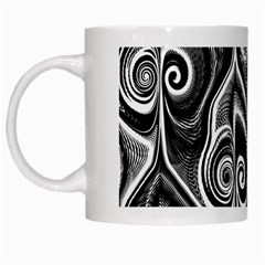 Abstract Black And White Swirls Spirals White Mugs by SpinnyChairDesigns