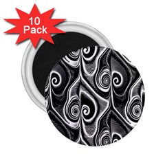 Abstract Black And White Swirls Spirals 2 25  Magnets (10 Pack)  by SpinnyChairDesigns