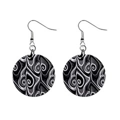 Abstract Black And White Swirls Spirals Mini Button Earrings by SpinnyChairDesigns