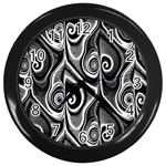 Abstract Black and White Swirls Spirals Wall Clock (Black) Front