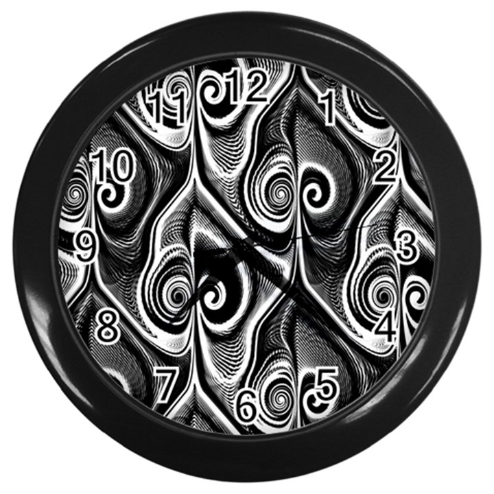 Abstract Black and White Swirls Spirals Wall Clock (Black)