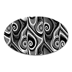 Abstract Black And White Swirls Spirals Oval Magnet by SpinnyChairDesigns