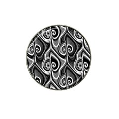 Abstract Black And White Swirls Spirals Hat Clip Ball Marker by SpinnyChairDesigns