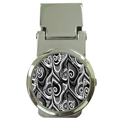 Abstract Black And White Swirls Spirals Money Clip Watches by SpinnyChairDesigns