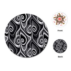 Abstract Black And White Swirls Spirals Playing Cards Single Design (round) by SpinnyChairDesigns