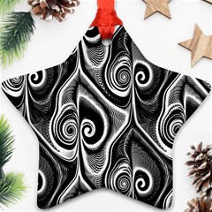 Abstract Black And White Swirls Spirals Star Ornament (two Sides) by SpinnyChairDesigns