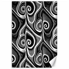 Abstract Black And White Swirls Spirals Canvas 12  X 18  by SpinnyChairDesigns