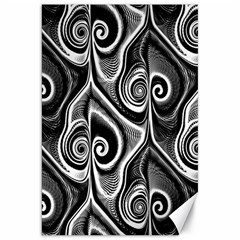 Abstract Black And White Swirls Spirals Canvas 20  X 30  by SpinnyChairDesigns