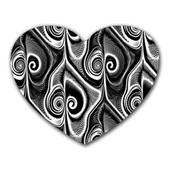 Abstract Black And White Swirls Spirals Heart Mousepads by SpinnyChairDesigns