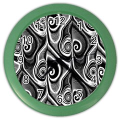 Abstract Black And White Swirls Spirals Color Wall Clock by SpinnyChairDesigns