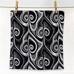 Abstract Black and White Swirls Spirals Face Towel Front