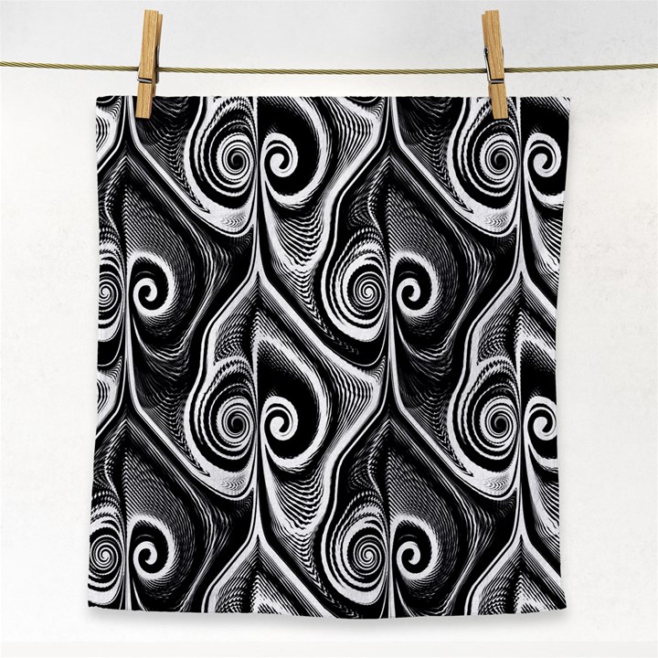 Abstract Black and White Swirls Spirals Face Towel