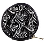 Abstract Black and White Swirls Spirals Mini Makeup Bag Front