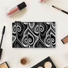 Abstract Black And White Swirls Spirals Cosmetic Bag (small) by SpinnyChairDesigns