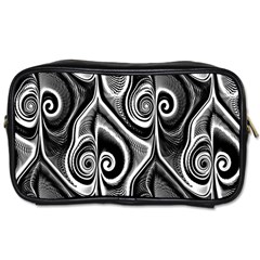 Abstract Black And White Swirls Spirals Toiletries Bag (two Sides) by SpinnyChairDesigns