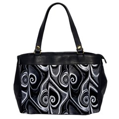 Abstract Black And White Swirls Spirals Oversize Office Handbag by SpinnyChairDesigns