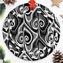 Abstract Black And White Swirls Spirals Ornament (round Filigree) by SpinnyChairDesigns