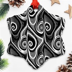 Abstract Black And White Swirls Spirals Ornament (snowflake) by SpinnyChairDesigns