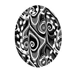 Abstract Black And White Swirls Spirals Ornament (oval Filigree) by SpinnyChairDesigns