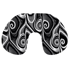 Abstract Black And White Swirls Spirals Travel Neck Pillow by SpinnyChairDesigns