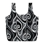 Abstract Black and White Swirls Spirals Full Print Recycle Bag (L) Front