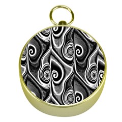 Abstract Black And White Swirls Spirals Gold Compasses by SpinnyChairDesigns