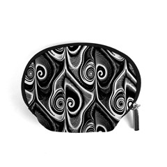 Abstract Black And White Swirls Spirals Accessory Pouch (small) by SpinnyChairDesigns