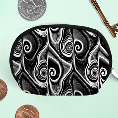 Abstract Black And White Swirls Spirals Accessory Pouch (medium) by SpinnyChairDesigns