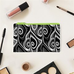 Abstract Black And White Swirls Spirals Cosmetic Bag (xs) by SpinnyChairDesigns