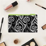 Abstract Black and White Swirls Spirals Cosmetic Bag (XS) Back