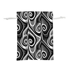 Abstract Black And White Swirls Spirals Lightweight Drawstring Pouch (l) by SpinnyChairDesigns