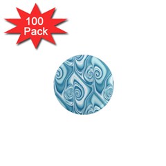 Abstract Blue White Spirals Swirls 1  Mini Magnets (100 Pack)  by SpinnyChairDesigns