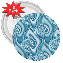 Abstract Blue White Spirals Swirls 3  Buttons (10 Pack)  by SpinnyChairDesigns