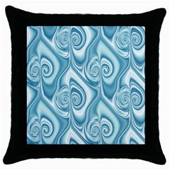 Abstract Blue White Spirals Swirls Throw Pillow Case (black) by SpinnyChairDesigns