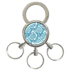 Abstract Blue White Spirals Swirls 3-ring Key Chain by SpinnyChairDesigns