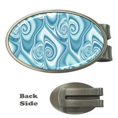 Abstract Blue White Spirals Swirls Money Clips (oval)  by SpinnyChairDesigns