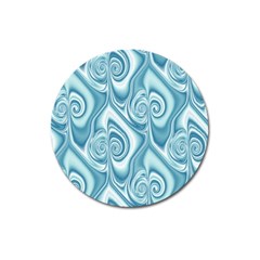 Abstract Blue White Spirals Swirls Magnet 3  (round) by SpinnyChairDesigns