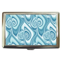 Abstract Blue White Spirals Swirls Cigarette Money Case by SpinnyChairDesigns