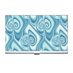 Abstract Blue White Spirals Swirls Business Card Holder by SpinnyChairDesigns