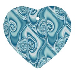 Abstract Blue White Spirals Swirls Heart Ornament (two Sides) by SpinnyChairDesigns