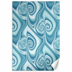 Abstract Blue White Spirals Swirls Canvas 12  X 18  by SpinnyChairDesigns