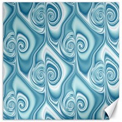 Abstract Blue White Spirals Swirls Canvas 16  X 16  by SpinnyChairDesigns