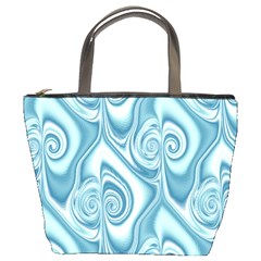 Abstract Blue White Spirals Swirls Bucket Bag by SpinnyChairDesigns